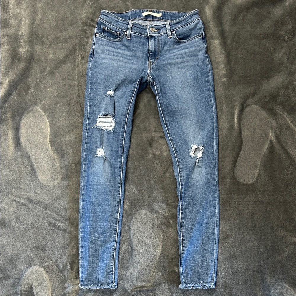 Levi's Blue Distressed Skinny Jeans
